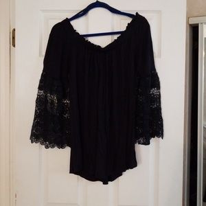 Loft navy off the shoulder top